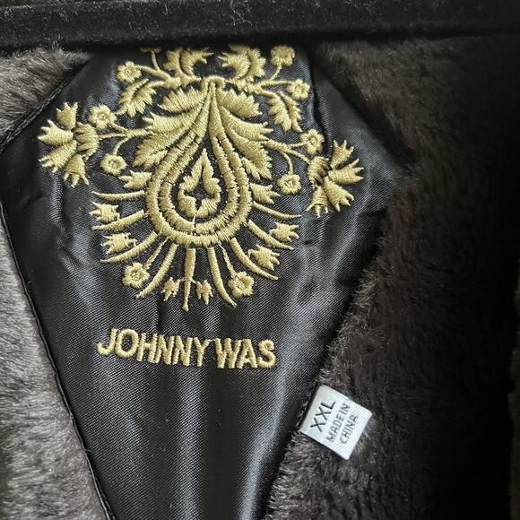 Johnny Was NWOT Lasei Faux Suede Fur Print Coat Brown Vegan XXL 2XL Boho Holiday - Picture 3 of 8
